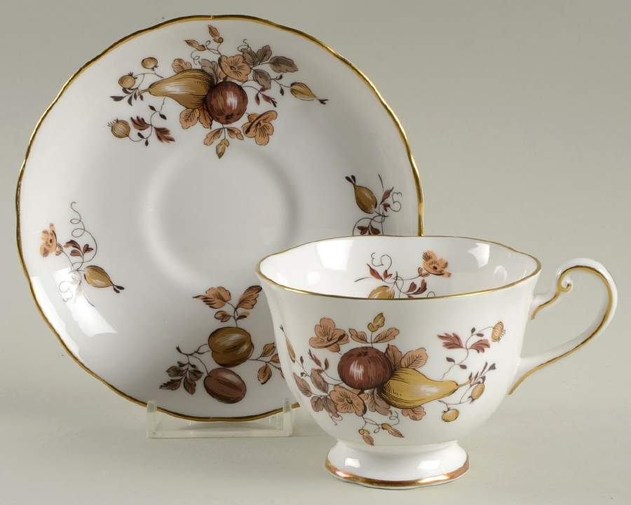 Golden Fruit Footed Cup & Saucer Set by Royal Chelsea-1