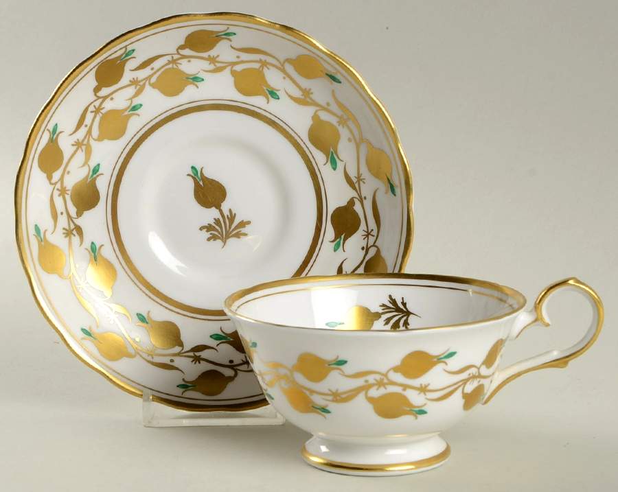 Golden Jade Footed Cup & Saucer Set by Royal Chelsea-1