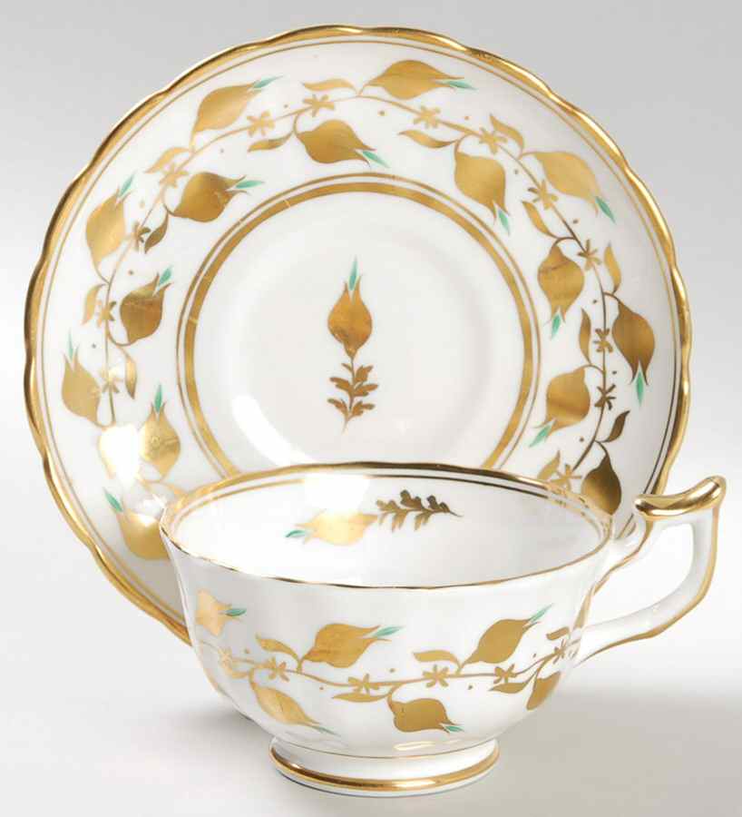Golden Jade Footed Cup & Saucer Set by Royal Chelsea-1