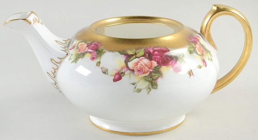 Golden Rose (Brushed Gold) Teapot No Lid by Royal Chelsea-1