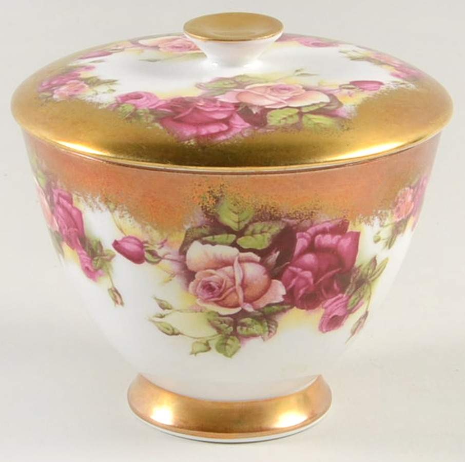 Golden Rose (Brushed Gold) Sugar Bowl & Lid by Royal Chelsea-1