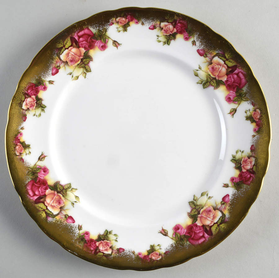 Golden Rose (Brushed Gold) Dinner Plate by Royal Chelsea-1