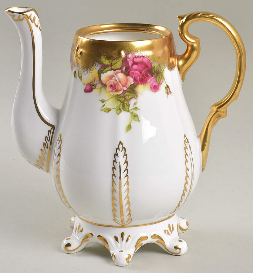 Golden Rose (Brushed Gold) Coffee Pot No Lid by Royal Chelsea-1