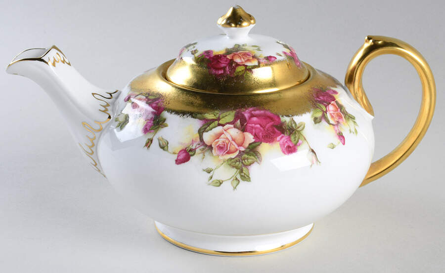 Golden Rose (Brushed Gold) Teapot & Lid by Royal Chelsea-1