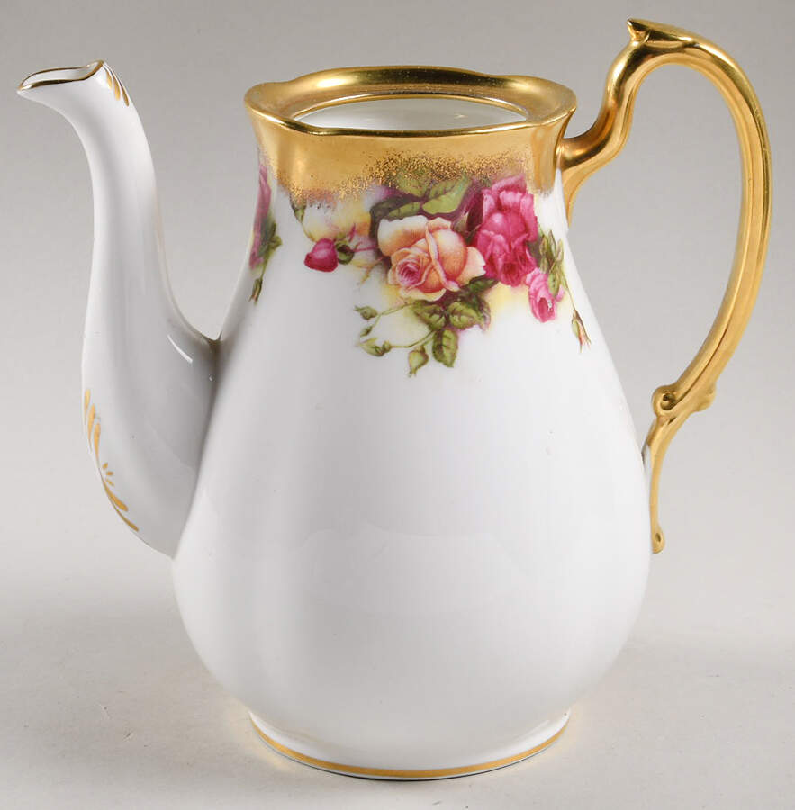 Golden Rose (Brushed Gold) Small Coffee Pot No Lid by Royal Chelsea-1