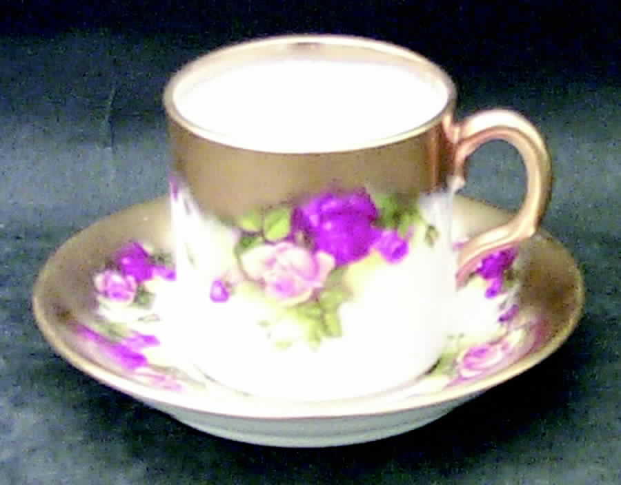 Golden Rose (Brushed Gold) Flat Demitasse Cup & Saucer Set by Royal Chelsea-1