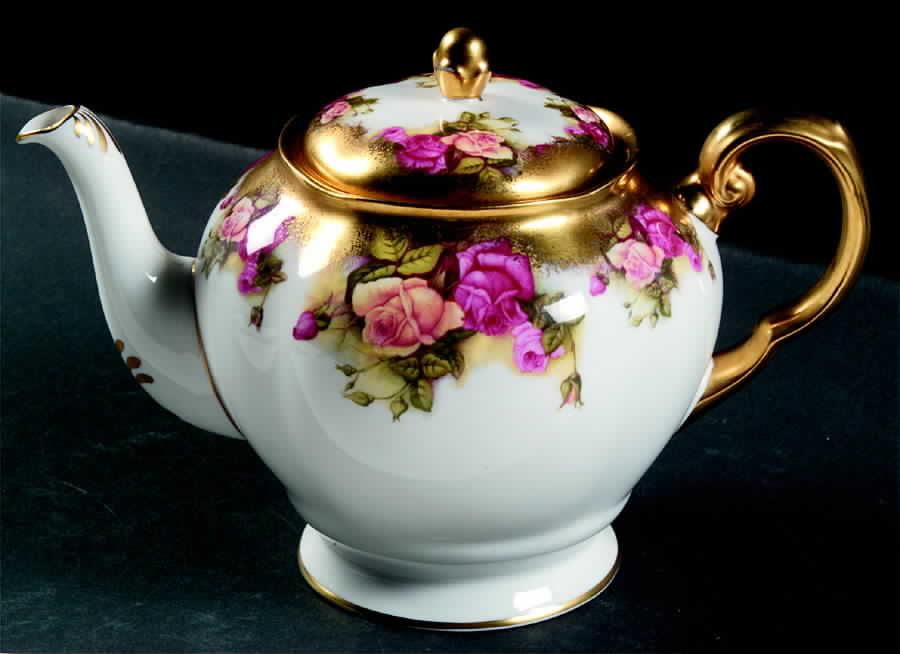 Golden Rose (Brushed Gold) Teapot & Lid by Royal Chelsea-1