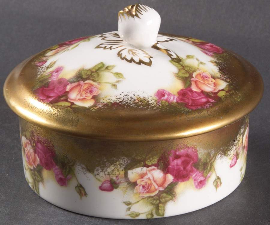 Golden Rose (Brushed Gold) 3" Candy Box & Lid by Royal Chelsea-1