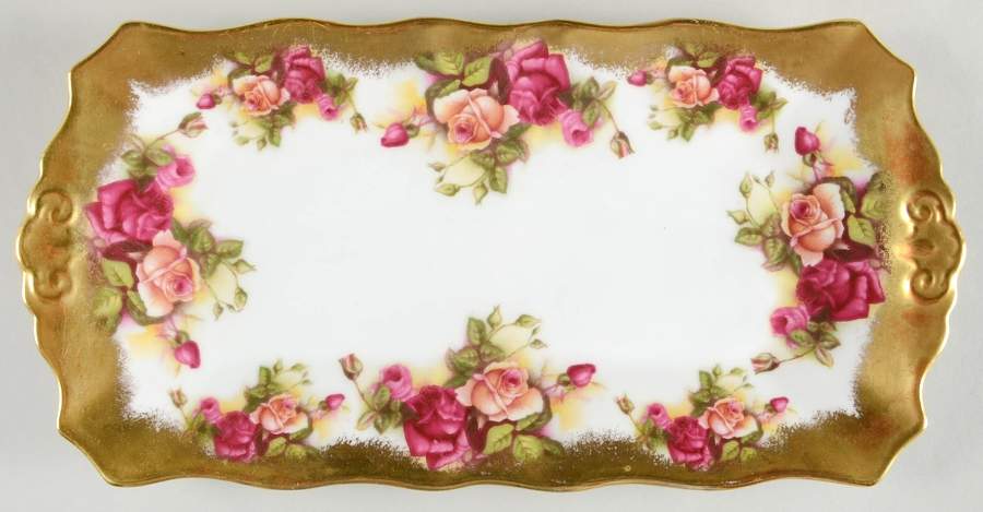 Golden Rose (Brushed Gold) Large Sandwich Tray by Royal Chelsea-1