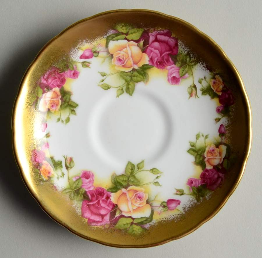 Golden Rose (Brushed Gold) Saucer for Footed Cup by Royal Chelsea-1