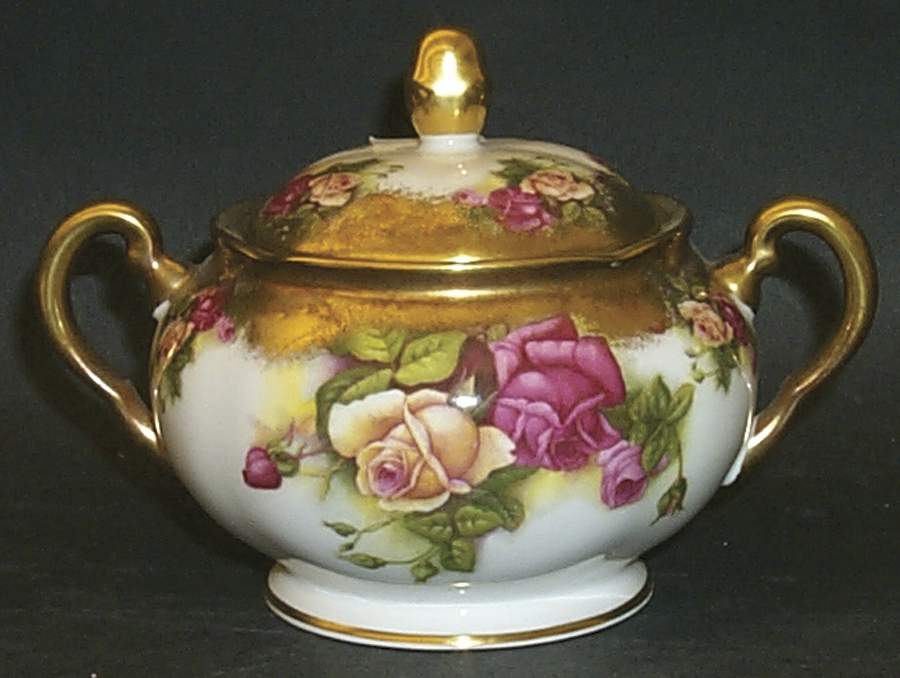 Golden Rose (Brushed Gold) Sugar Bowl & Lid by Royal Chelsea-1