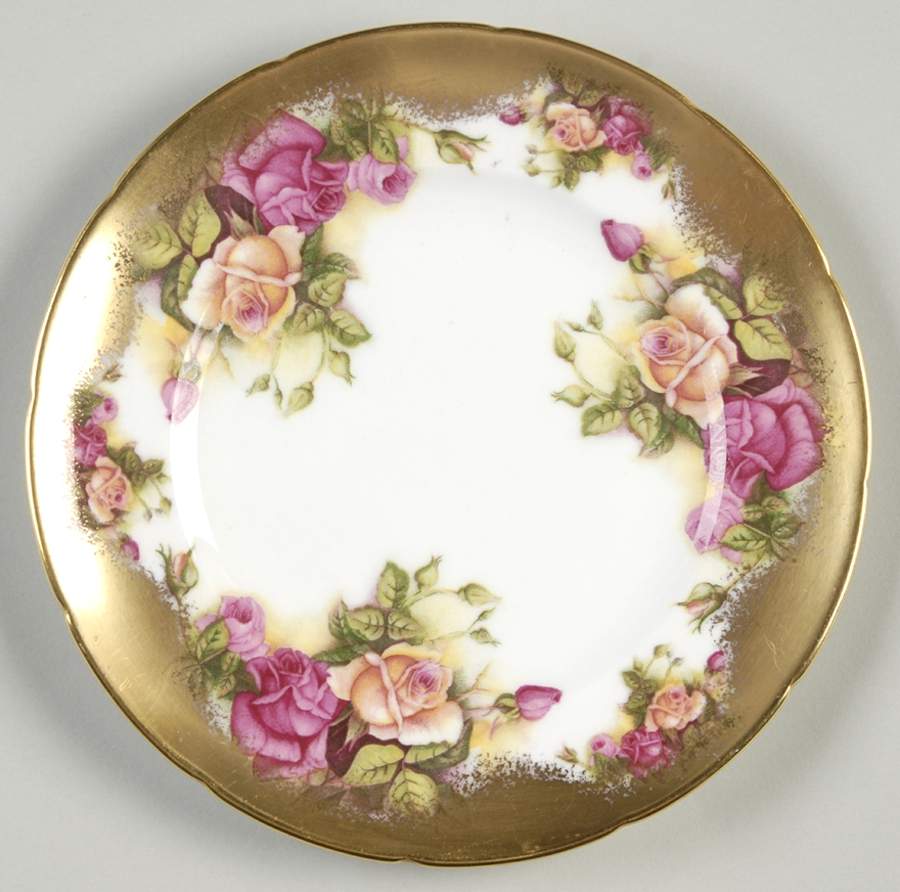 Golden Rose (Brushed Gold) Bread & Butter Plate by Royal Chelsea-1