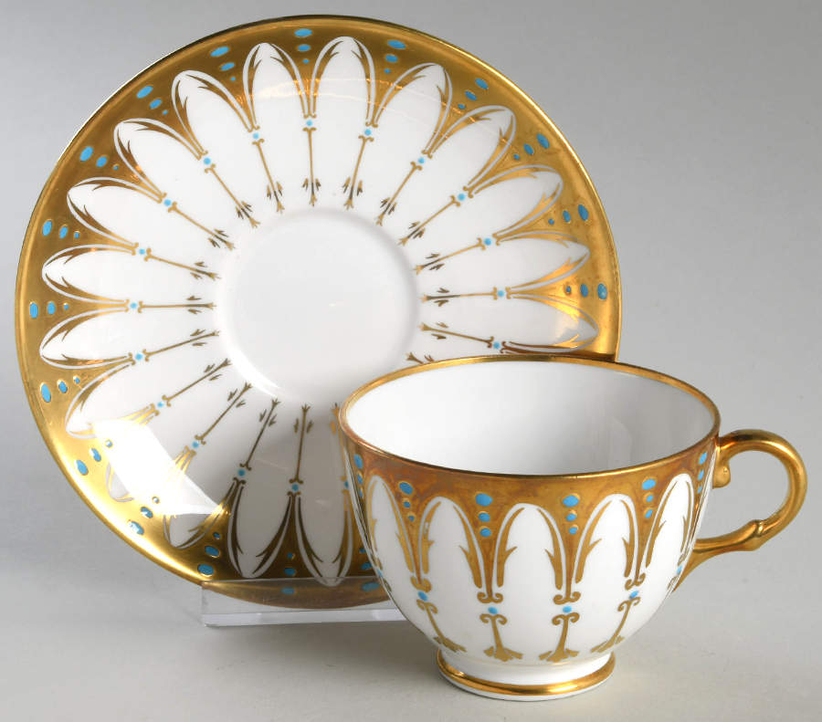Gothic Footed Cup & Saucer Set by Royal Chelsea-1