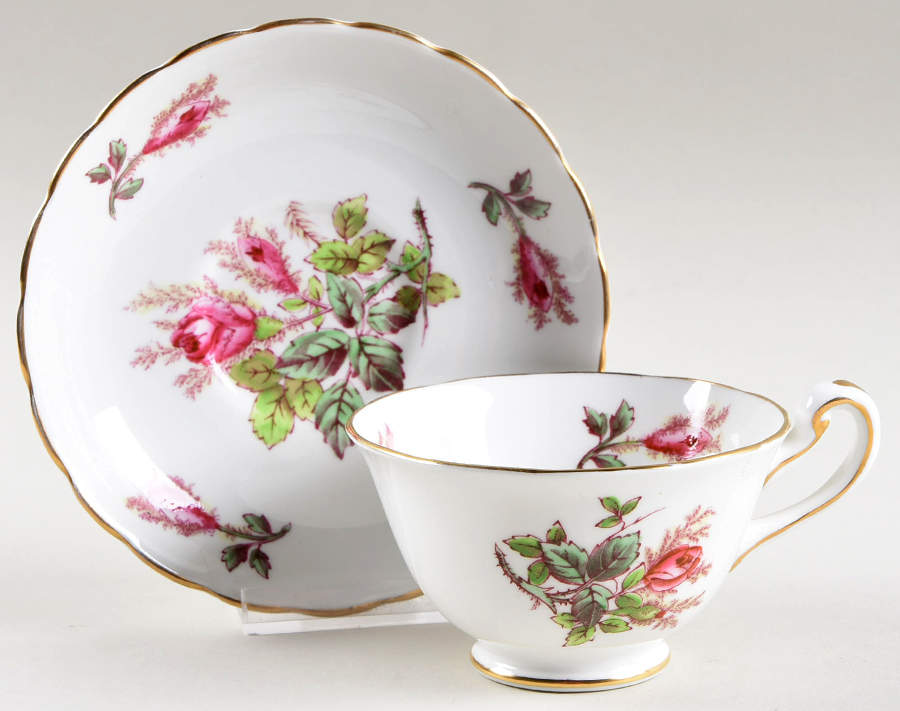 Moss Rose Footed Cup & Saucer Set by Royal Chelsea-1