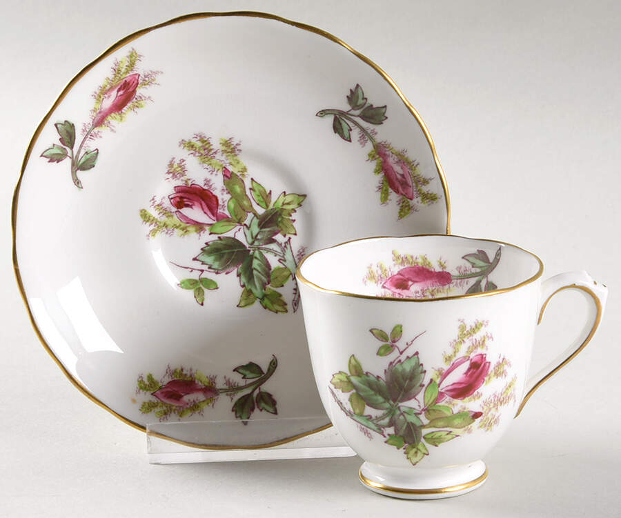 Moss Rose Footed Demitasse Cup & Saucer Set by Royal Chelsea-1