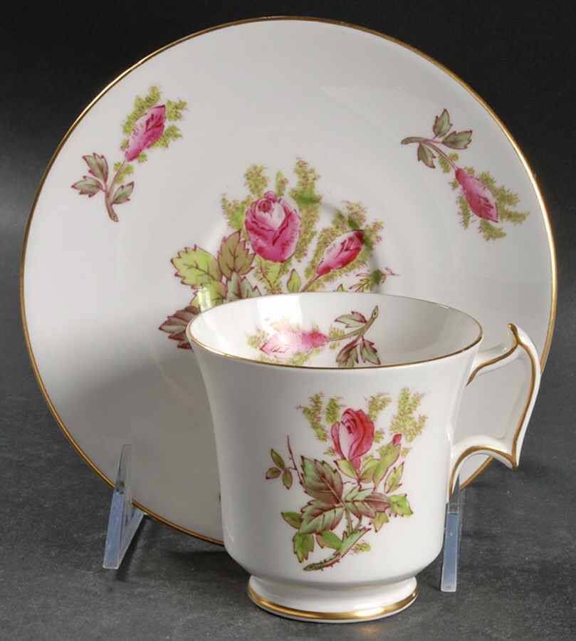 Moss Rose Footed Cup & Saucer Set by Royal Chelsea-1