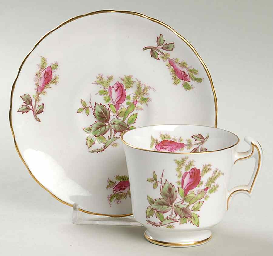 Moss Rose Footed Demitasse Cup & Saucer Set by Royal Chelsea-1