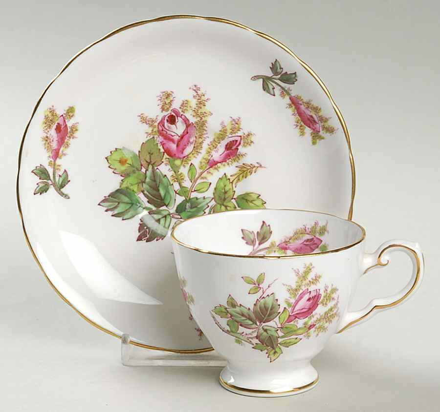 Moss Rose Footed Demitasse Cup & Saucer Set by Royal Chelsea-1