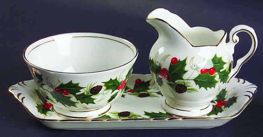 Noel Mini Creamer & Open Sugar with Tray by Royal Chelsea-1