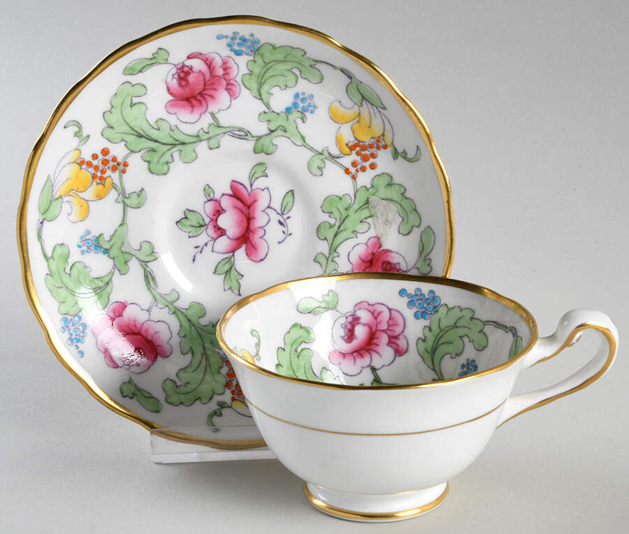 Persian Rose Footed Cup & Saucer Set by Royal Chelsea-1