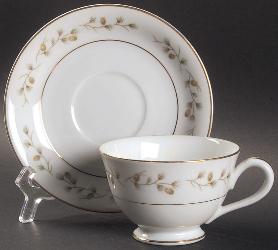 Whispering Pine Footed Cup & Saucer Set by Royal Cameo-1