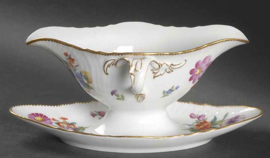 Saxon Flower (4) Gravy Boat with Attached Underplate by Royal Copenhagen-1