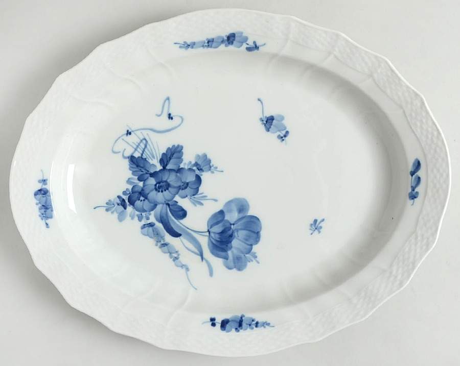 Blue Flowers Curved) Oblong Cake Plate by Royal Copenhagen-1