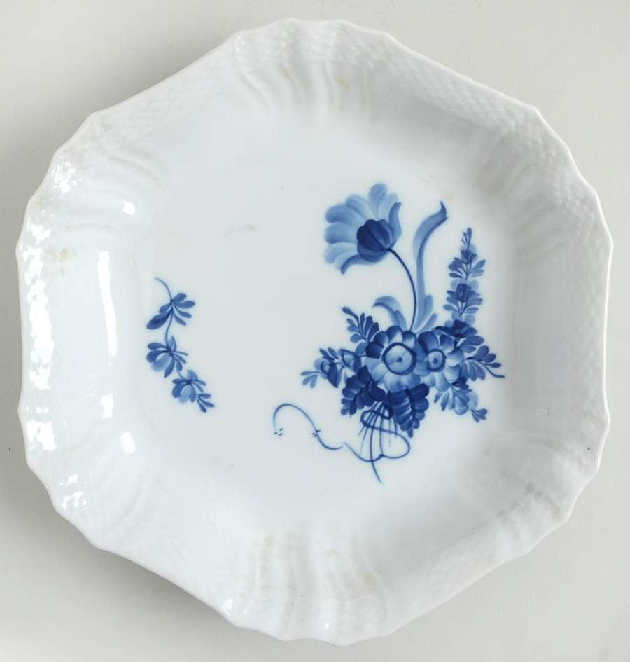 Blue Flowers Curved) Hexagonal Cake Plate by Royal Copenhagen-1