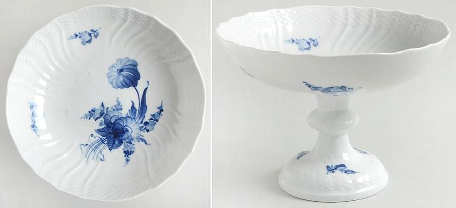 Blue Flowers Curved) 8" Diameter Pedestal Cake Stand by Royal Copenhagen-1