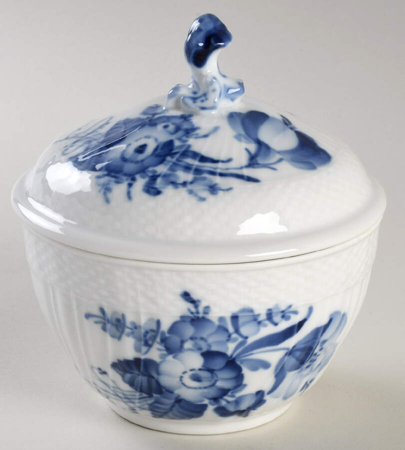 Blue Flowers Curved) Sugar Bowl & Lid by Royal Copenhagen-1