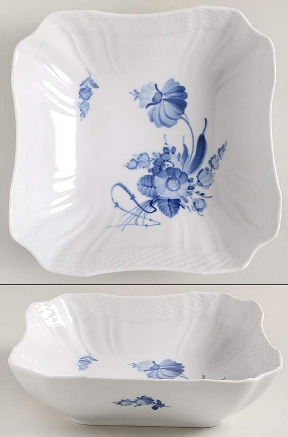 Blue Flowers Curved) 8" Square Vegetable Bowl by Royal Copenhagen-1