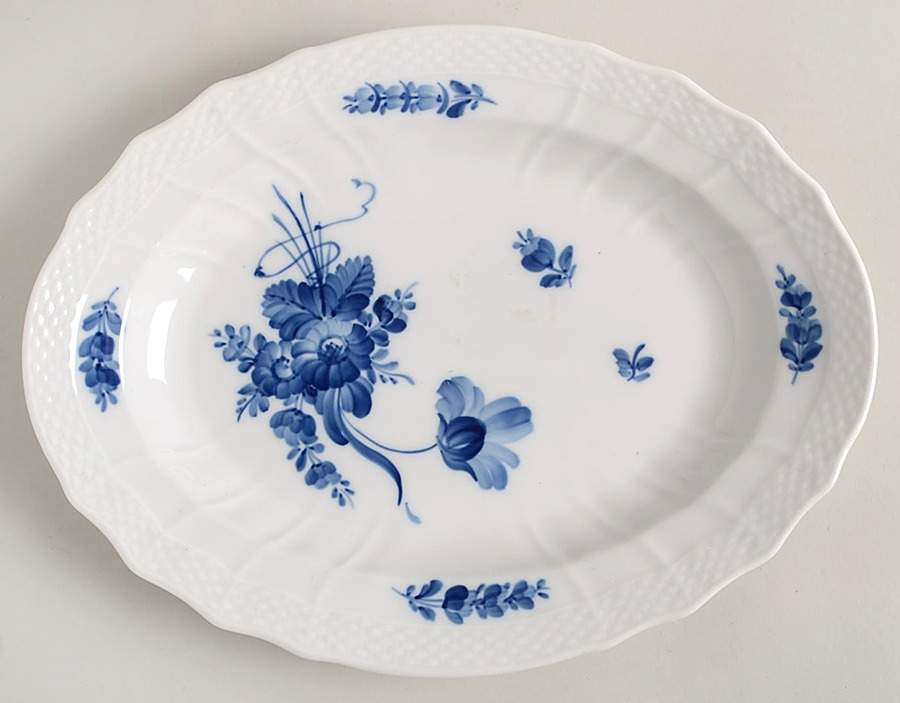 Blue Flowers Curved) 12" Oval Serving Platter by Royal Copenhagen-1