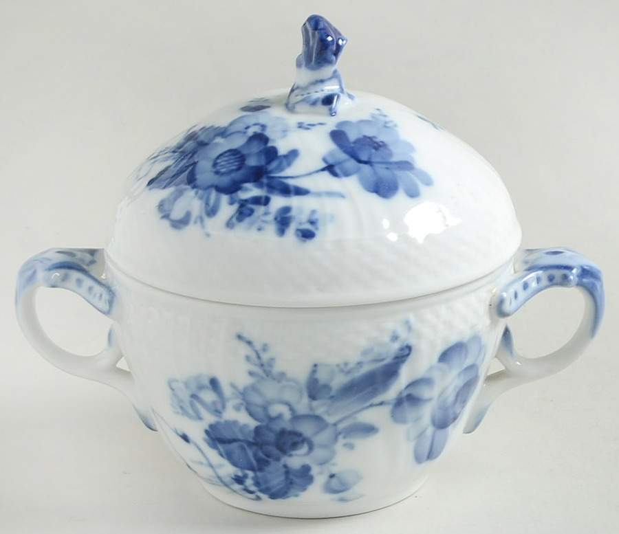 Blue Flowers Curved) Sugar Bowl & Lid by Royal Copenhagen-1