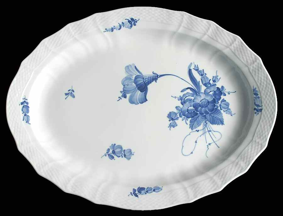 Blue Flowers Curved) 17" Oval Serving Platter by Royal Copenhagen-1