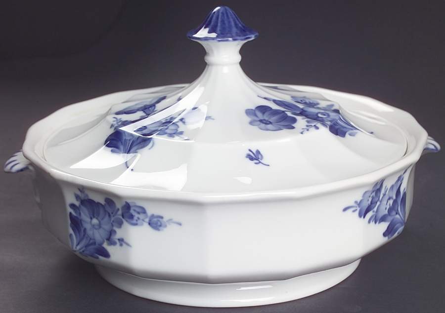 Blue Flowers Round Covered Vegetable by Royal Copenhagen-1
