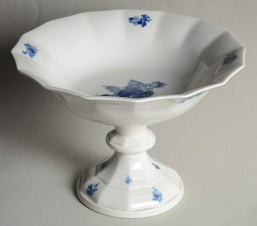 Blue Flowers 9" Diameter Pedestal Cake Stand by Royal Copenhagen-1