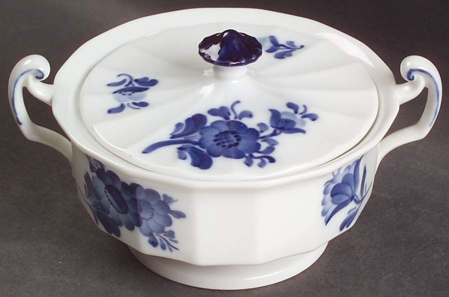 Blue Flowers Sugar Bowl & Lid by Royal Copenhagen-1