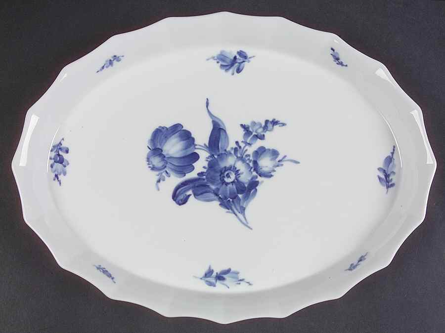 Blue Flowers 11" Oval Serving Platter by Royal Copenhagen-1