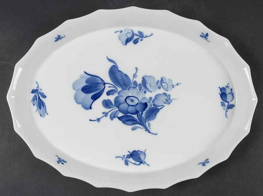 Blue Flowers 11" Oval Serving Platter by Royal Copenhagen-1