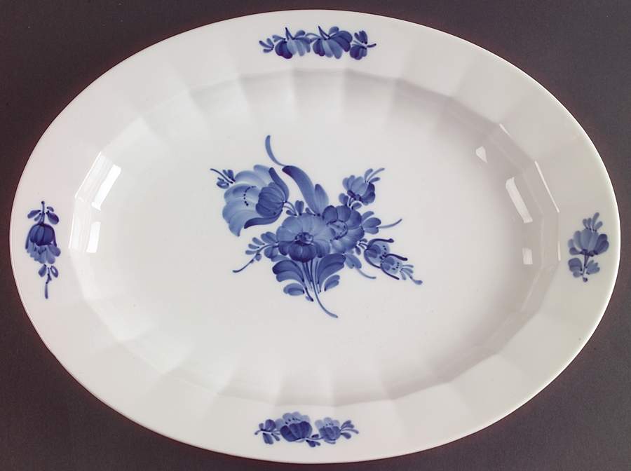 Blue Flowers 14" Oval Serving Platter by Royal Copenhagen-1