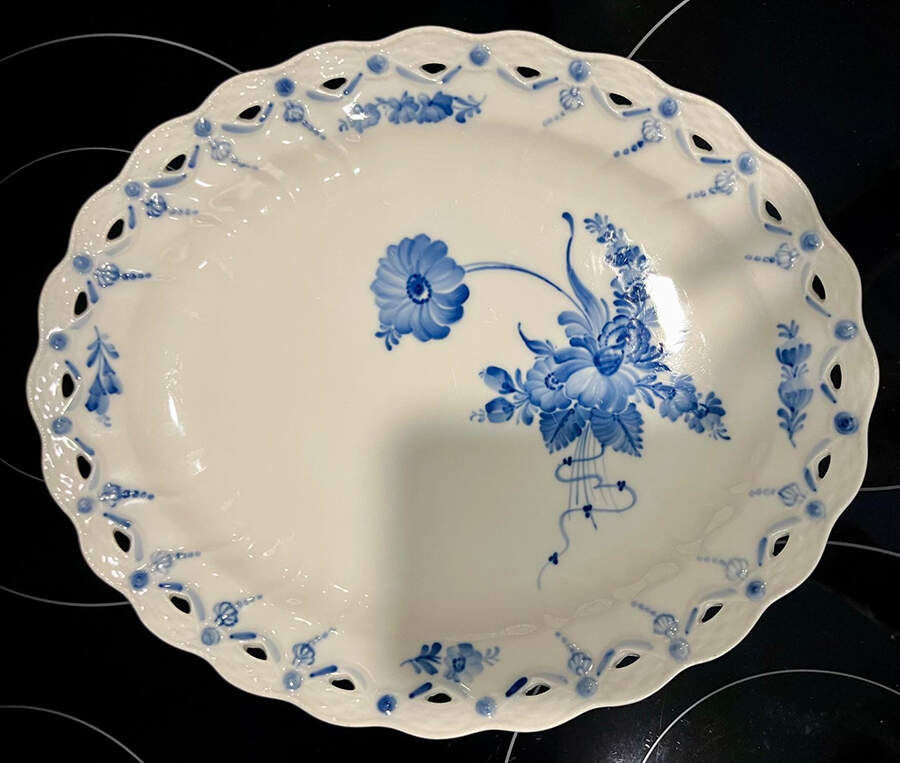 Blue Flowers Braided Stand for Fruit Basket & Stand Set by Royal Copenhagen-1