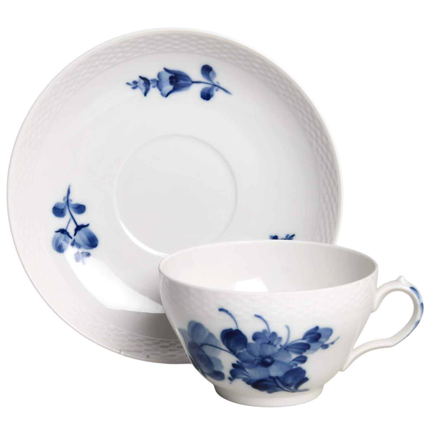 Blue Flowers Braided Oversized Cup & Saucer Set by Royal Copenhagen-1