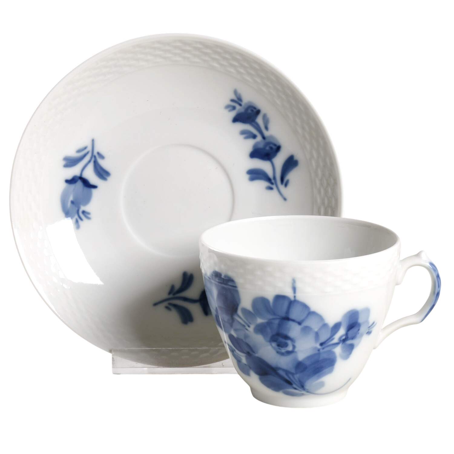 Blue Flowers Braided Flat Cup & Saucer Set by Royal Copenhagen-1