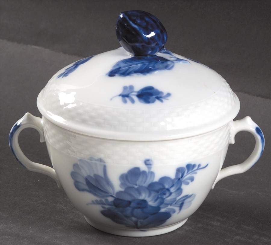 Blue Flowers Braided Sugar Bowl & Lid by Royal Copenhagen-1