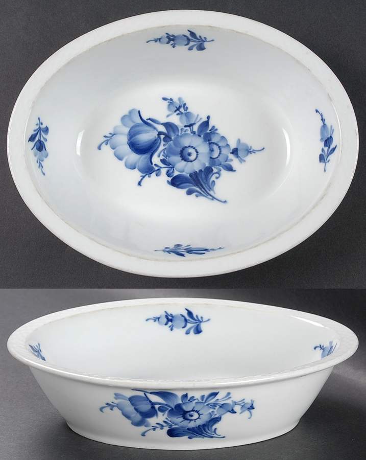 Blue Flowers Braided 9" Oval Vegetable Bowl by Royal Copenhagen-1