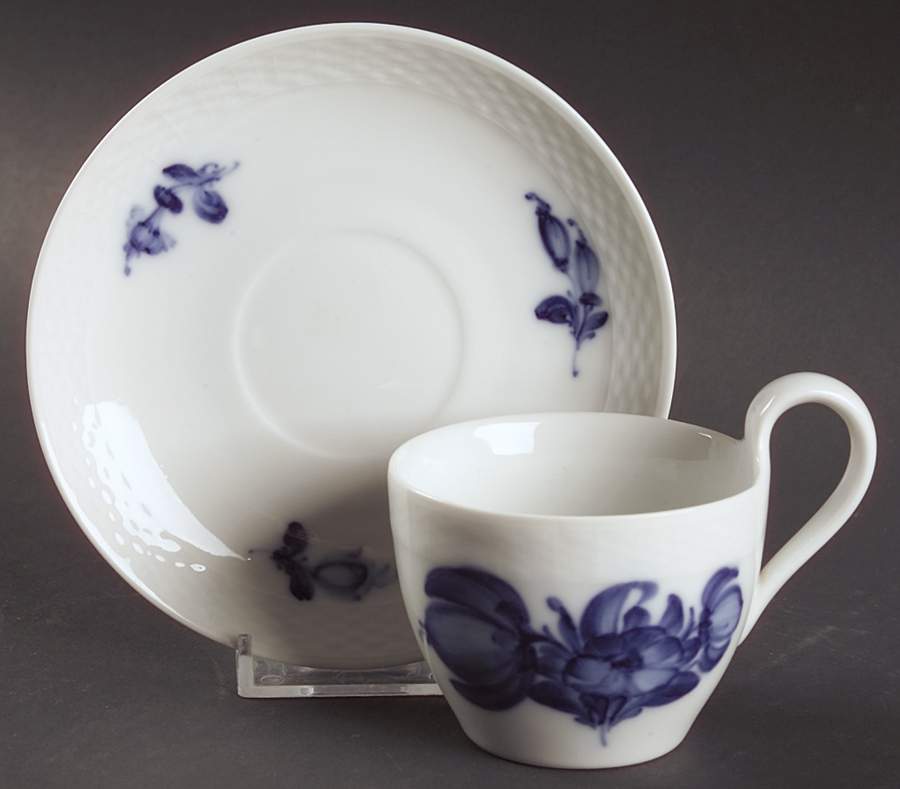 Blue Flowers Braided Flat Cup & Saucer Set by Royal Copenhagen-1