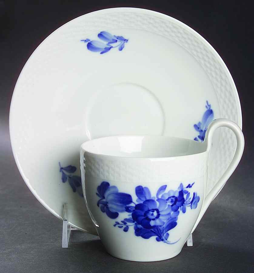 Blue Flowers Braided Oversized Cup & Saucer Set by Royal Copenhagen-1