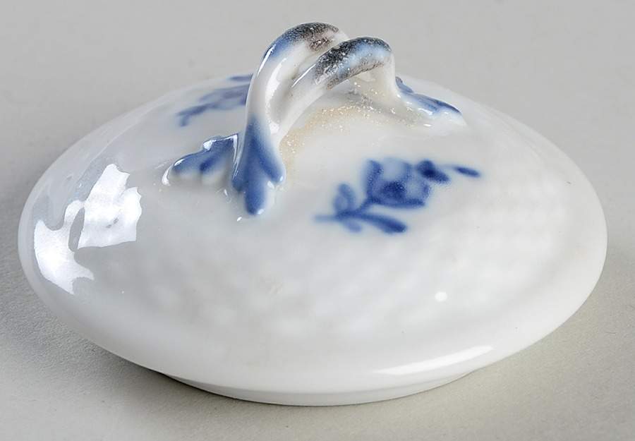 Blue Flowers Braided Lid for Custard Cup & Saucer Set by Royal Copenhagen-1