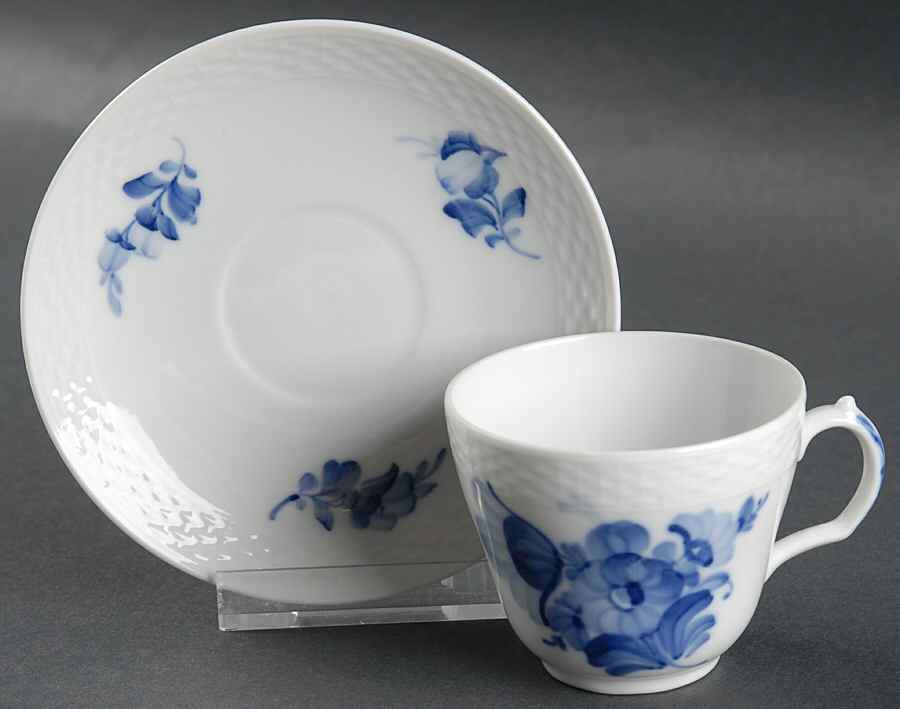 Blue Flowers Braided Flat Demitasse Cup by Royal Copenhagen-1