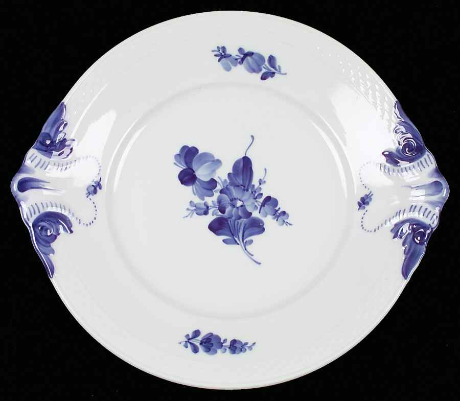 Blue Flowers Braided Handled Cake Plate by Royal Copenhagen-1